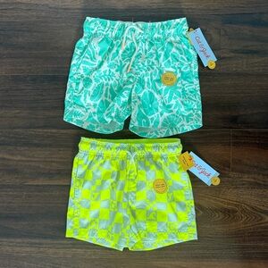 Cat & Jack Green and Yellow Kids Swim Trunks